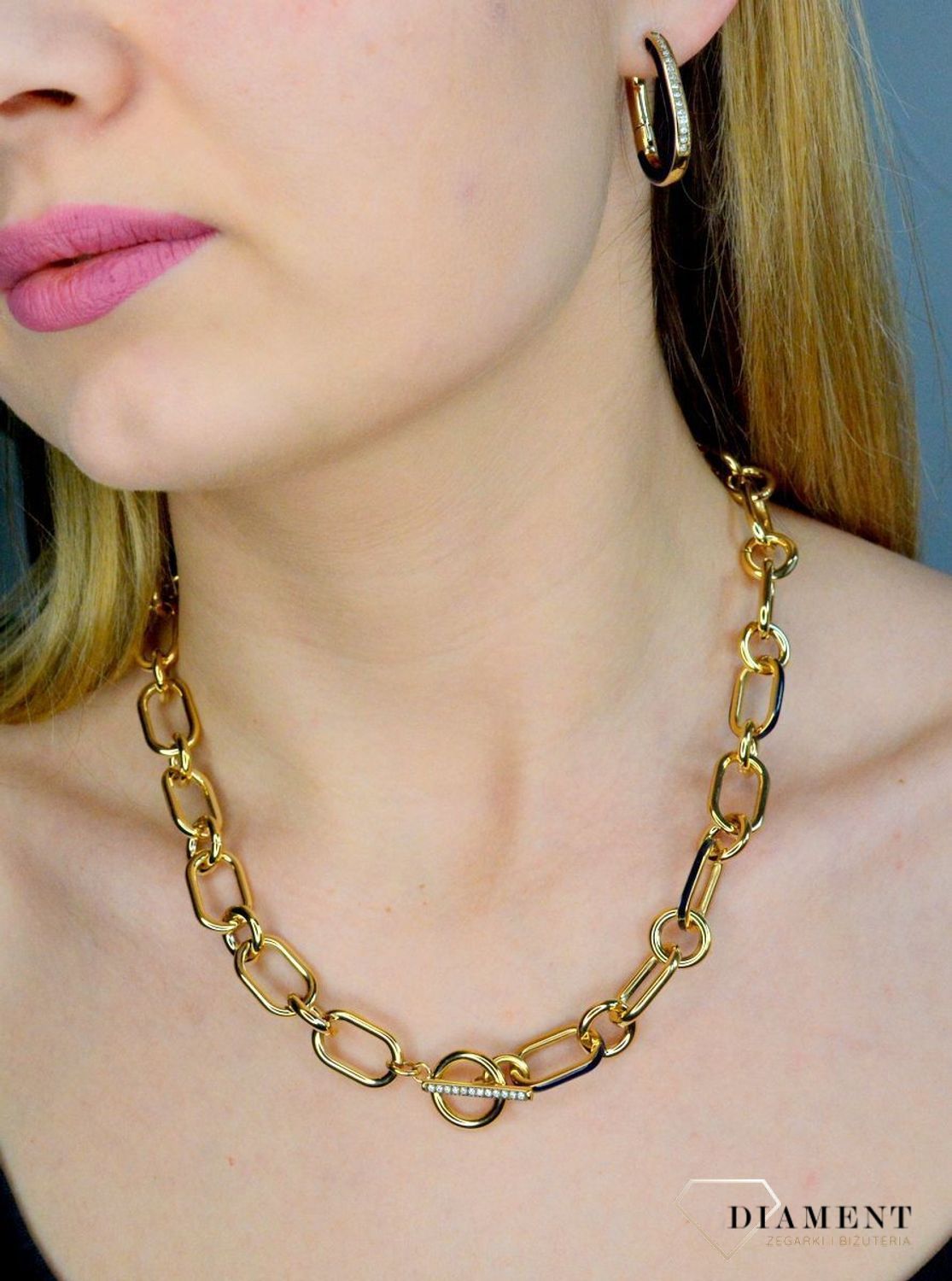 Naszyjnik złoty duże ogniwa Nomination z granatową emalią 028712 004F.jpg